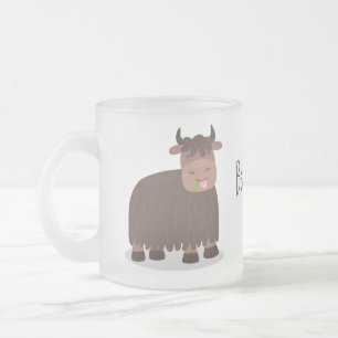 Caneca De Café Vidro Jateado Imagem de desenhos animados de grama feliz e engra
