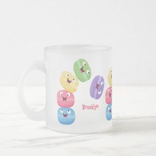 Caneca De Café Vidro Jateado Imagem de desenhos animados de macarões engraçados