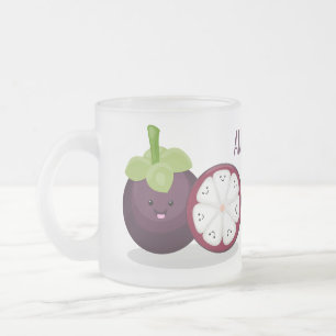 Caneca De Café Vidro Jateado Imagem de desenhos animados roxos e bonitos