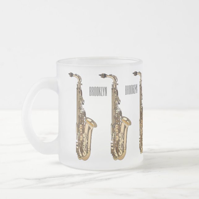 Caneca De Café Vidro Jateado Imagem de desenhos saxofônicos (Esquerda)