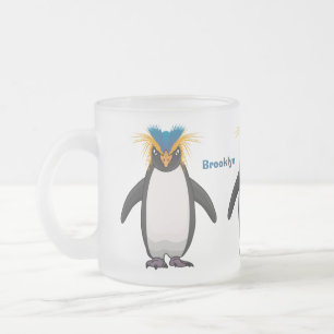 Caneca De Café Vidro Jateado Imagem do desenho animado de pinguim macarrão-bra