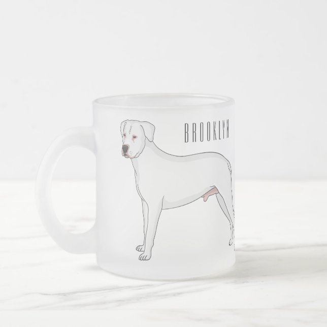 Caneca De Café Vidro Jateado Imagem do desenho animado do cão Dogo argentino (Esquerda)