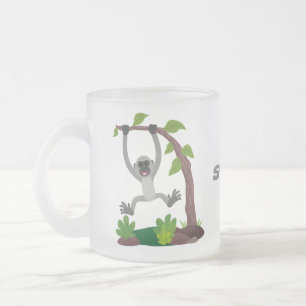 Caneca De Café Vidro Jateado Imagem do desenho animado em forma de fita, feliz 