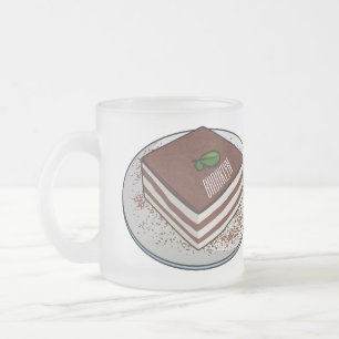 Caneca De Café Vidro Jateado Imagem do desenho do bolo Tiramisu