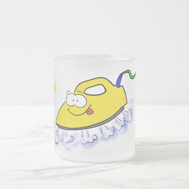 Caneca De Café Vidro Jateado Imagem engraçada da lavanderia de ferro (Centro)