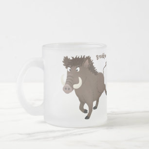 Caneca De Café Vidro Jateado Imagem engraçada de desenho animado de javalis