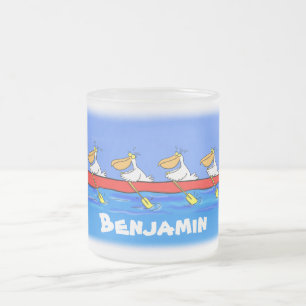 Caneca De Café Vidro Jateado Imagem engraçada de desenhos animados pelicanos