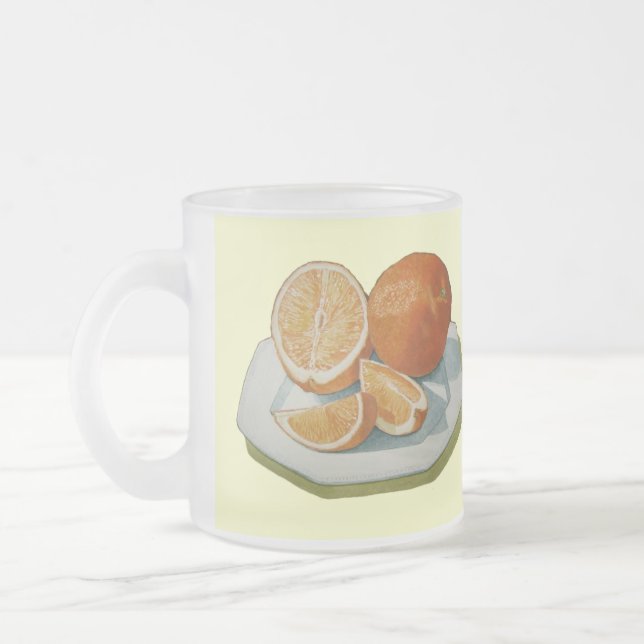 Caneca De Café Vidro Jateado imagem viva da fruta e das laranjas suculentas (Esquerda)