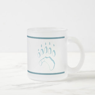 Caneca De Café Vidro Jateado Impressão de Pata de Urso Polar
