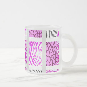 Caneca De Café Vidro Jateado Impressão em animais mistos, de cor branca e rosa