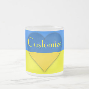 Caneca De Café Vidro Jateado Indicador da Ucrânia Blue Yellow Thunder_Cove