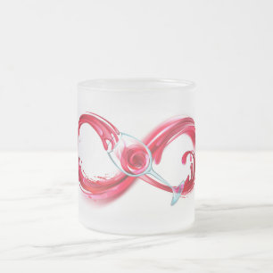Caneca De Café Vidro Jateado Infinidade com vinho tinto
