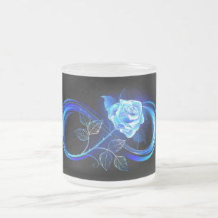 Caneca De Café Vidro Jateado Infinito brilhante com rosa azul