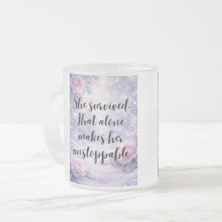 Caneca De Café Vidro Jateado Inparável pela Afirmação Inspiradora de Sobrevivên