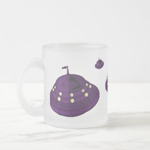 Caneca De Café Vidro Jateado Invasão de OVNIs!