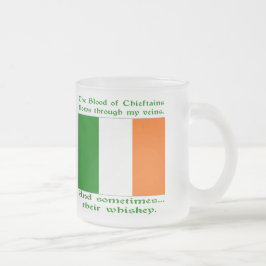 Caneca De Café Vidro Jateado Irish Blood e Whiskey