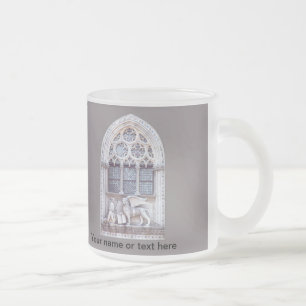 Caneca De Café Vidro Jateado Janela de vitral voada Marco do leão de San