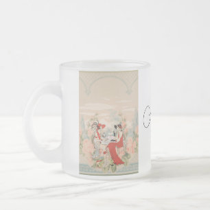 Caneca De Café Vidro Jateado Jantar de Noiva Jardim Floral Vintage Hora do Chá