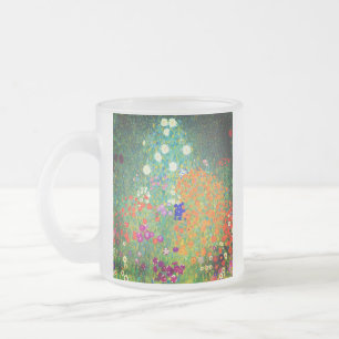 Caneca De Café Vidro Jateado Jardim Flor Gustav Klimt