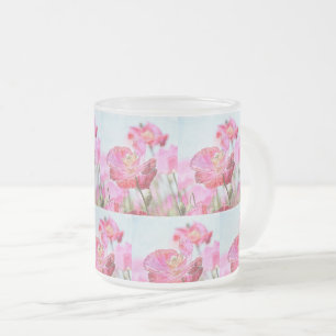 Caneca De Café Vidro Jateado Jardim Vermelho e Rosa de Flor Selvagem - Natureza