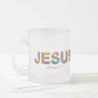 Caneca De Café Vidro Jateado Jesus Sempre Vai Corrigi-Lo Fosco Mug