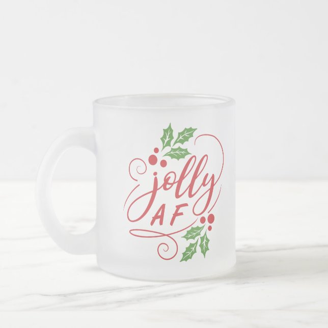 Caneca De Café Vidro Jateado Jolly AF Bebendo de Natal Humor (Esquerda)