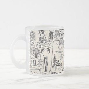 Caneca De Café Vidro Jateado Jornal Vintage
