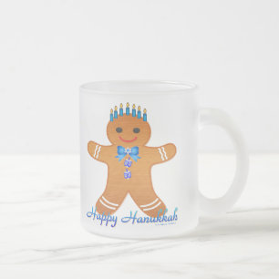 Caneca De Café Vidro Jateado Judaica Hanukkah Gingerpão Man Menorah