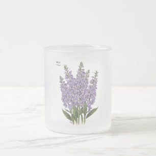 Caneca De Café Vidro Jateado Julho Larkspur Bloom - Presente de Aniversário Per