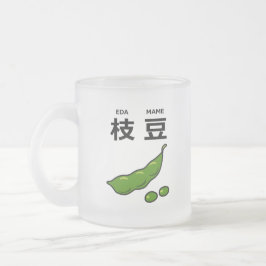 Caneca De Café Vidro Jateado Kanji Edamame Japonês