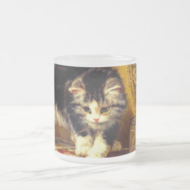 Caneca De Café Vidro Jateado Kitten com pintura e escovas (Centro)