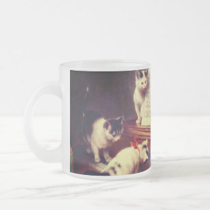 Caneca De Café Vidro Jateado Kittens e Piano