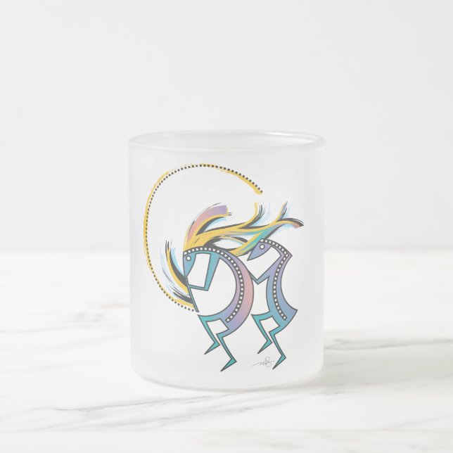 Caneca De Café Vidro Jateado Kokopelli e Kokopelli Mana (Centro)