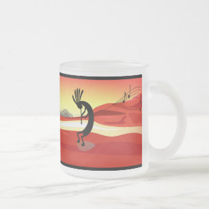 Caneca De Café Vidro Jateado Kokopelli Sunset Mug