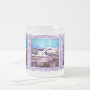 Caneca De Café Vidro Jateado Lago Montanha