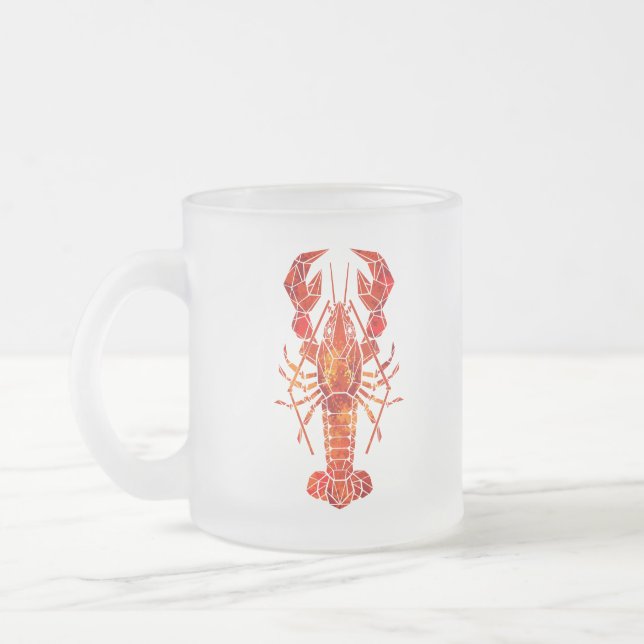 Caneca De Café Vidro Jateado Lagosta poligonal vermelha (Esquerda)