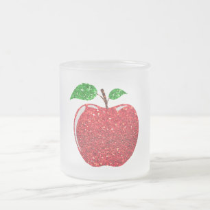 Caneca De Café Vidro Jateado Lâmpada Vermelha de Maçã