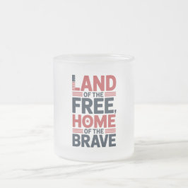 Caneca De Café Vidro Jateado Land of the Free | Home of the Brave USA Shirt