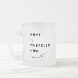 Caneca De Café Vidro Jateado Lar é Onde a Mamãe Está – Presente Para a Mamãe