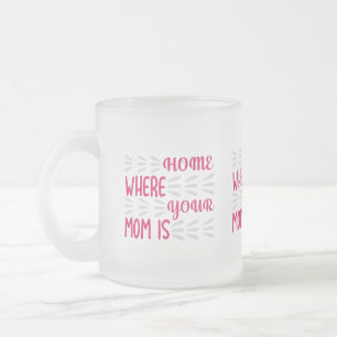 Caneca De Café Vidro Jateado Lar é Onde Sua Mãe Está Tipografia Doce Café