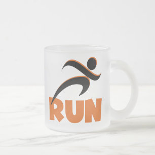 Caneca De Café Vidro Jateado Laranja de RUN