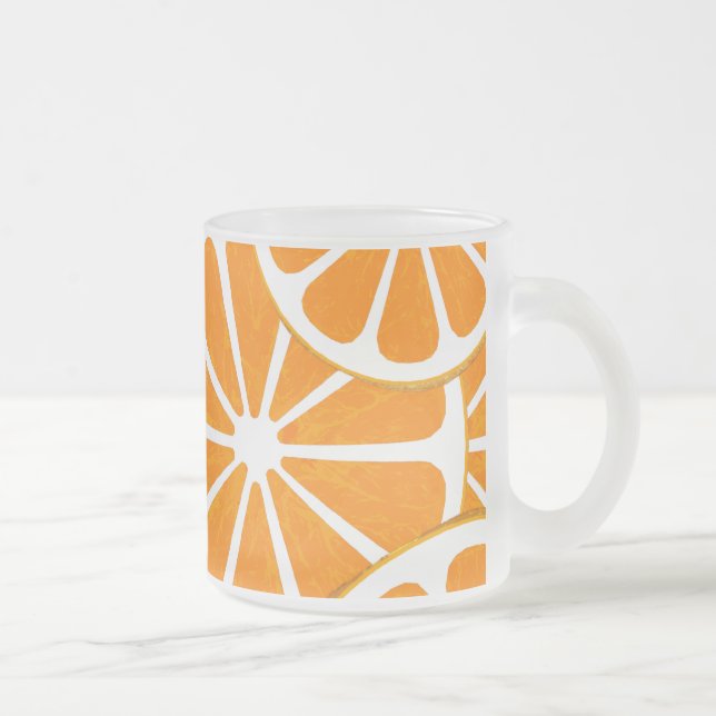 Caneca De Café Vidro Jateado laranjas. (Direita)