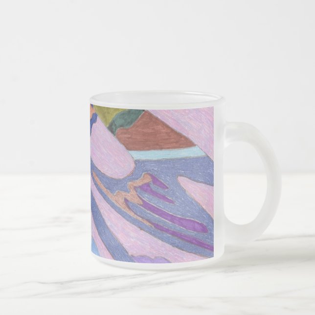 Caneca De Café Vidro Jateado "Lavanda" Arte Abstrato (Direita)