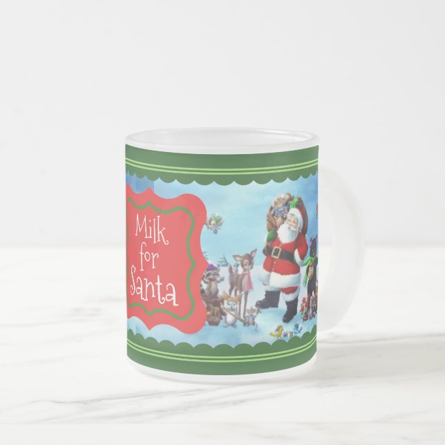Caneca De Café Vidro Jateado Leite para Papais noeis (Frente Esquerda)