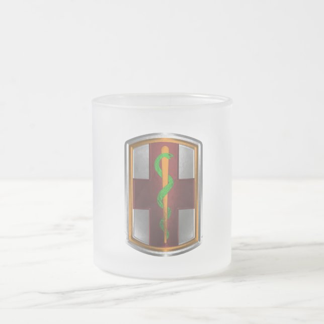 Caneca De Café Vidro Jateado Lembrança da 1ª Brigada Médica (Centro)