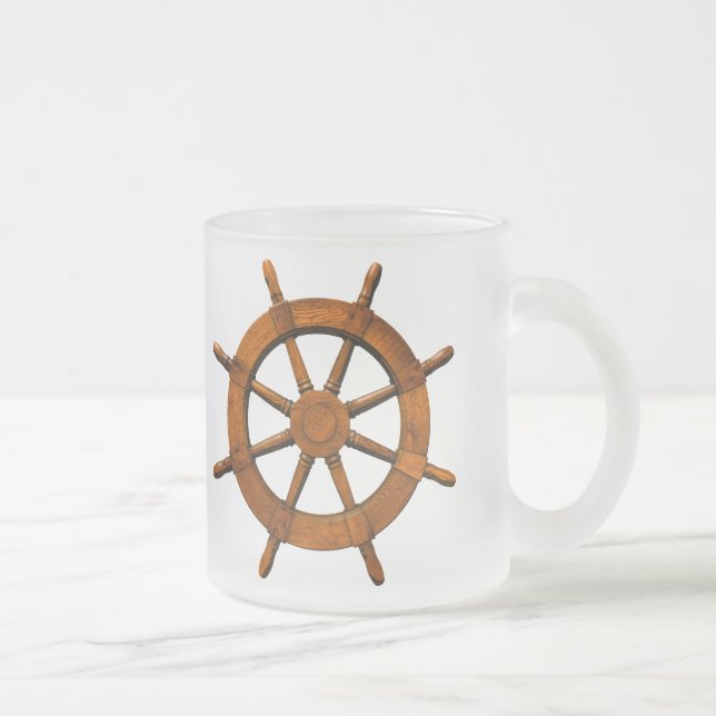 Caneca De Café Vidro Jateado Leme de madeira dos navios (Direita)
