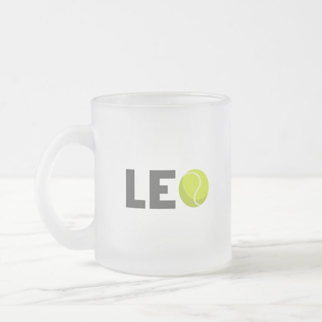Caneca De Café Vidro Jateado Leo Tênis (Esquerda)