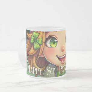 Caneca De Café Vidro Jateado Leprechaun alegre - Rua. Carro Feliz Dia de Patric