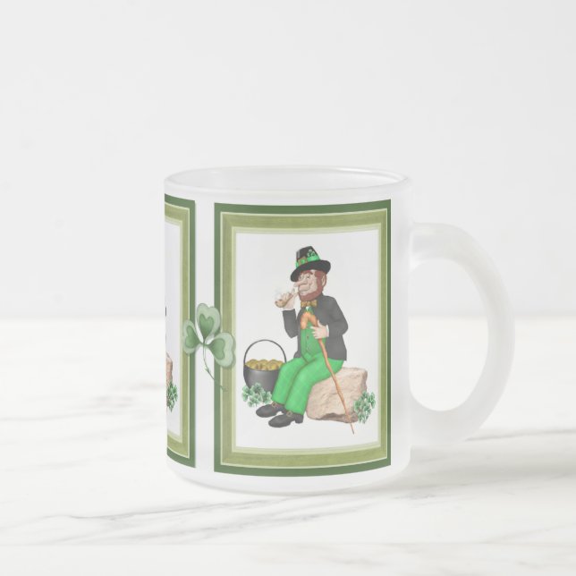 Caneca De Café Vidro Jateado Leprechaun Dourado (Direita)