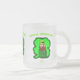 Caneca De Café Vidro Jateado Leprechaun Fosco Mágico